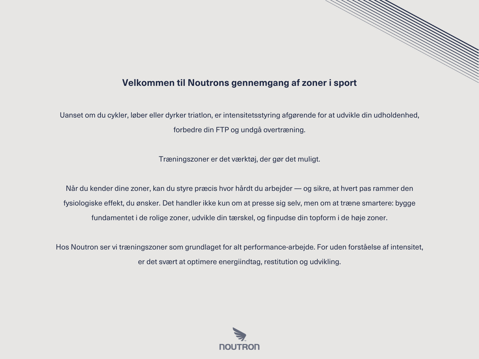 Træningszoner, Ernæring og Træningsprogrammer