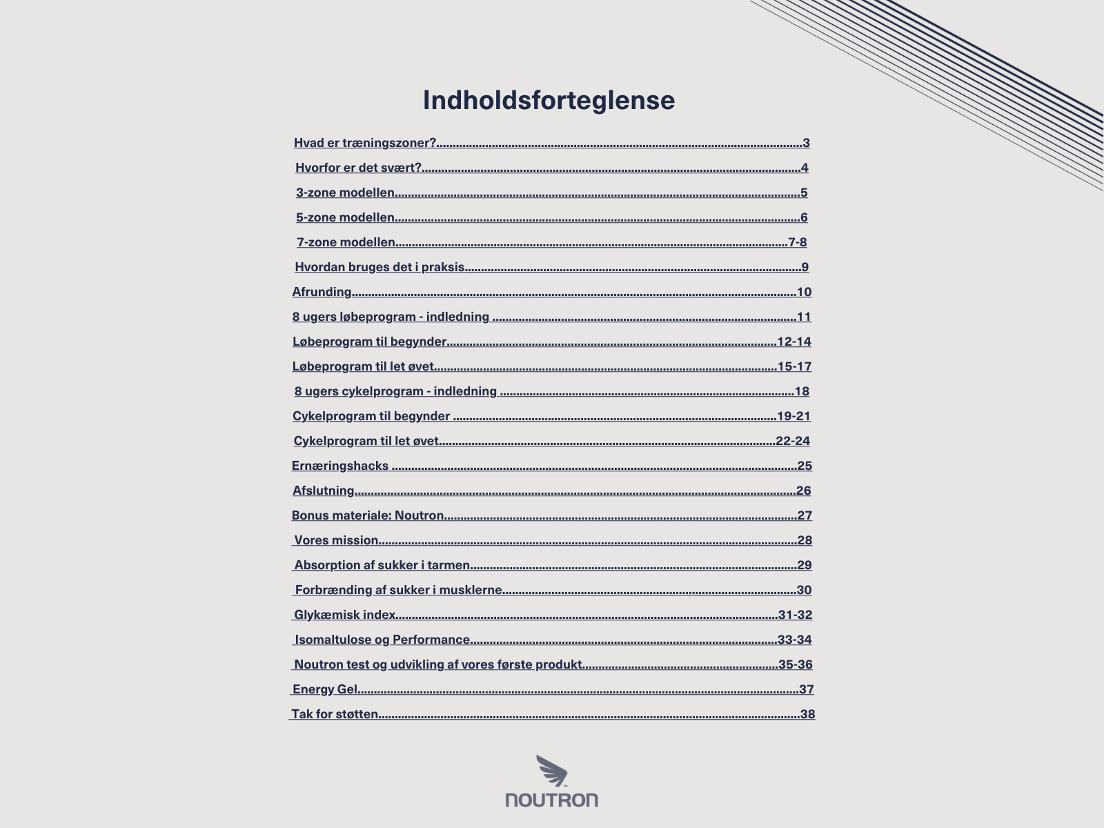Træningszoner, Ernæring og Træningsprogrammer
